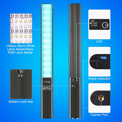 LUXCeO P6 RGB Colorful Photo LED Stick Video Light Handheld APP Control Full Color LED Fill Light (Black) -  by LUXCeO | Online Shopping UK | buy2fix