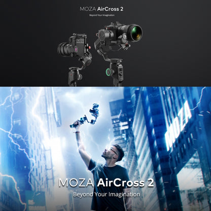 MOZA AirCross 2 Professional 3 Axis Handheld Gimbal Stabilizer with Phone Clamp + Quick Release Plate for DSLR Camera and Smart Phone, Load: 3.2kg(Black) - Camera Accessories by MOZA | Online Shopping UK | buy2fix