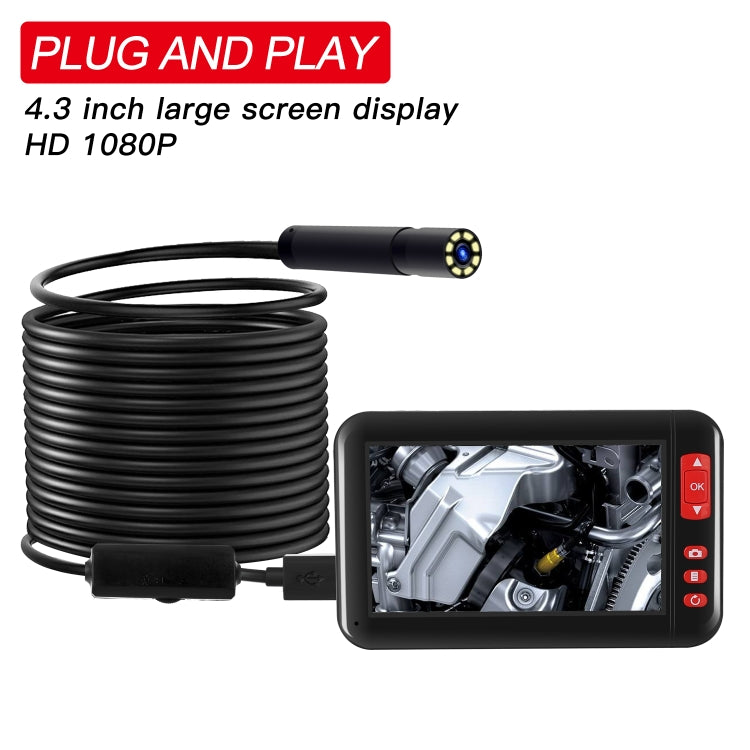 P20 4.3 Inch Screen Display HD1080P Inspection Endoscope with 8 LEDs, Length: 10m, Lens Diameter: 8mm, Hard Line - Consumer Electronics by buy2fix | Online Shopping UK | buy2fix