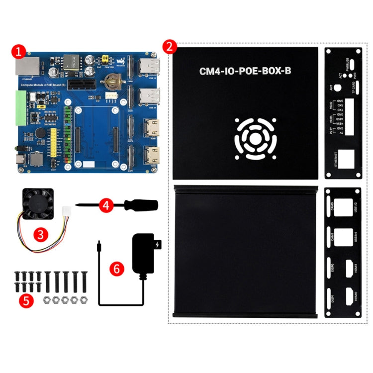 Waveshare PoE Mini-Computer Type B Base Box with Metal Case & Cooling Fan for Raspberry Pi CM4(US Plug) - Mini PC Accessories by WAVESHARE | Online Shopping UK | buy2fix