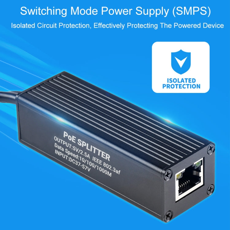 Waveshare Metal Case Gigabit PoE Splitter, 5V 2.5A Type-C Out - Modules Expansions Accessories by WAVESHARE | Online Shopping UK | buy2fix