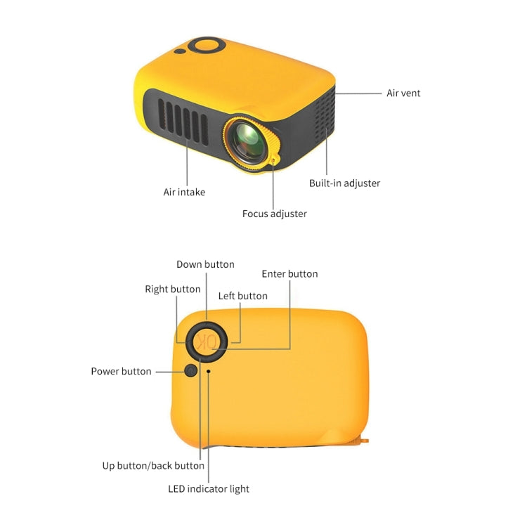 A2000 Portable Projector 800 Lumen LCD Home Theater Video Projector, Support 1080P, UK Plug (Black) - Consumer Electronics by buy2fix | Online Shopping UK | buy2fix