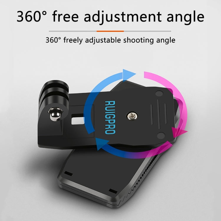 RUIGPRO 360 Degree Rotation Backpack Rec-Mounts Clip Clamp Mount with Screw for GoPro, Insta360, DJI and Other Action Cameras(Black) - Mount & Holder by RUIGPRO | Online Shopping UK | buy2fix