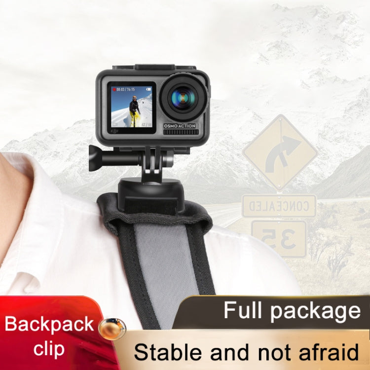 RUIGPRO Hook and Loop Fastener Backpack Rec-Mounts Clip Clamp Mount with Screw for GoPro, Insta360, DJI and Other Action Cameras(Black) - Mount & Holder by RUIGPRO | Online Shopping UK | buy2fix