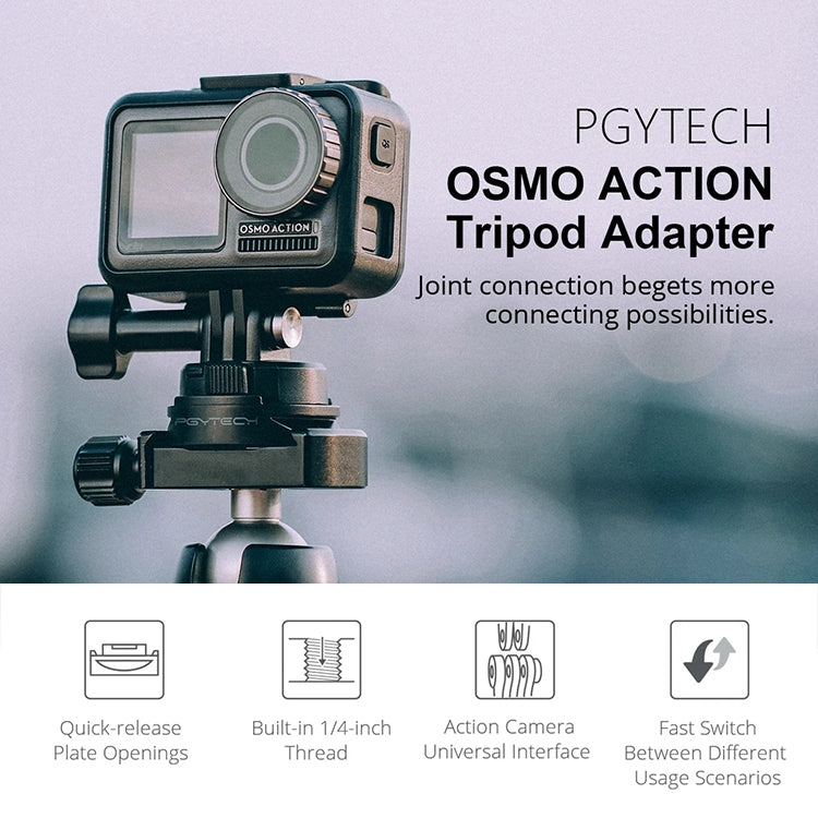PGYTECH P-11B-023 Tripod Adapter for DJI Osmo Action(Black) - DJI & GoPro Accessories by PGYTECH | Online Shopping UK | buy2fix