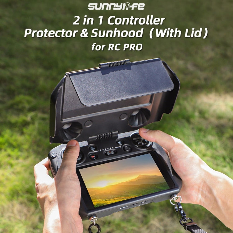 For DJI RC Pro Sunnylife 2 in 1 Controller Protector Sun Hood Screen Guard Monitor Sunshade Cover (Black) - Lens Hood by Sunnylife | Online Shopping UK | buy2fix