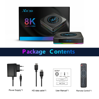 X96 X4 8K Smart TV BOX Android 11.0 Media Player with Remote Control, Amlogic S905X4 Quad Core ARM Cortex A55, RAM: 4GB, ROM: 32GB, Support 100M, Dual Band WiFi, Bluetooth, UK Plug - Consumer Electronics by Beelink | Online Shopping UK | buy2fix