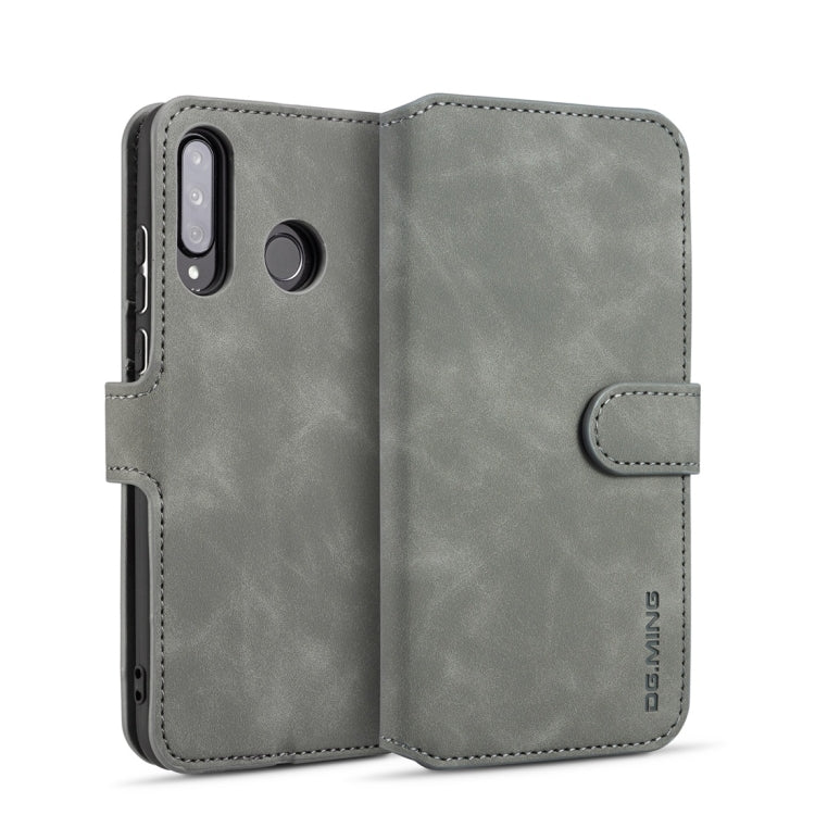 DG.MING Retro Oil Side Horizontal Flip Case with Holder & Card Slots & Wallet for Huawei P30 Lite(Grey) - Huawei Cases by DG.MING | Online Shopping UK | buy2fix