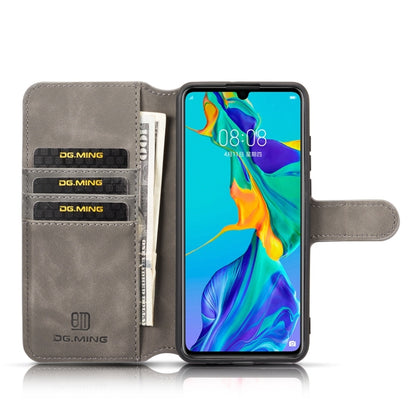 DG.MING Retro Oil Side Horizontal Flip Case with Holder & Card Slots & Wallet for Huawei P30 Lite(Grey) - Huawei Cases by DG.MING | Online Shopping UK | buy2fix