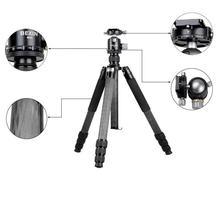BEXIN W324C M44 Carbon Fiber Tripod Stable Shooting Camera for Vdeo Point Dslr Camera - Camera Accessories by BEXIN | Online Shopping UK | buy2fix