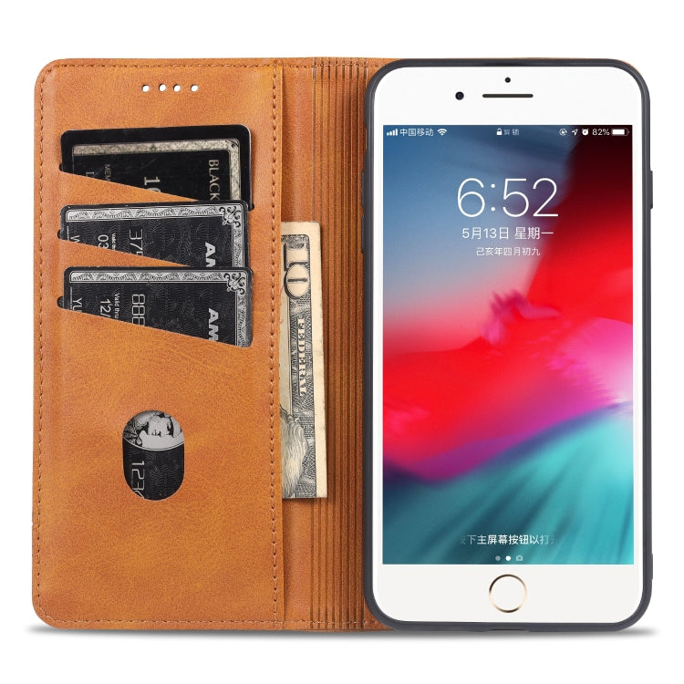 AZNS Magnetic Calf Texture Horizontal Flip Leather Case with Card Slots & Holder & Wallet For iPhone 8 / 7(Light Brown) - More iPhone Cases by AZNS | Online Shopping UK | buy2fix