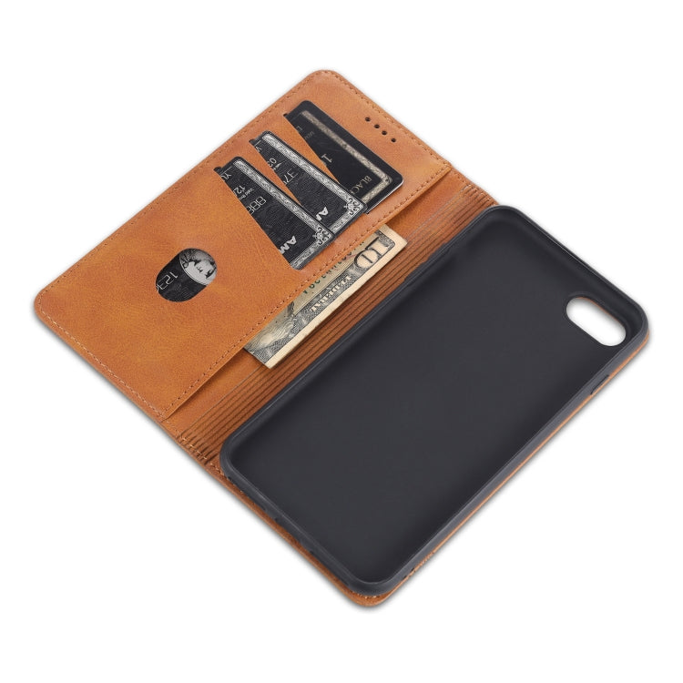 AZNS Magnetic Calf Texture Horizontal Flip Leather Case with Card Slots & Holder & Wallet For iPhone 8 / 7(Light Brown) - More iPhone Cases by AZNS | Online Shopping UK | buy2fix