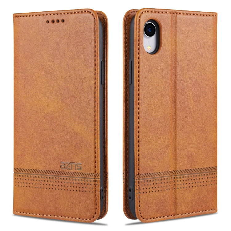 For iPhone XR AZNS Magnetic Calf Texture Horizontal Flip Leather Case with Card Slots & Holder & Wallet(Light Brown) - More iPhone Cases by AZNS | Online Shopping UK | buy2fix