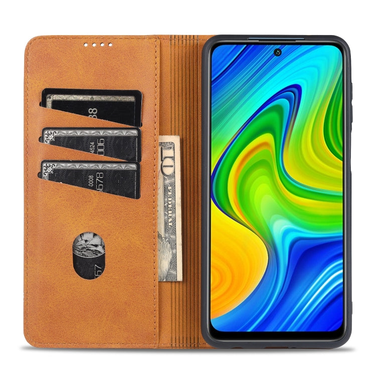 For Xiaomi Redmi Note 9 Pro / Note 9s AZNS Magnetic Calf Texture Horizontal Flip Leather Case with Card Slots & Holder & Wallet(Dark Brown) - Xiaomi Cases by AZNS | Online Shopping UK | buy2fix