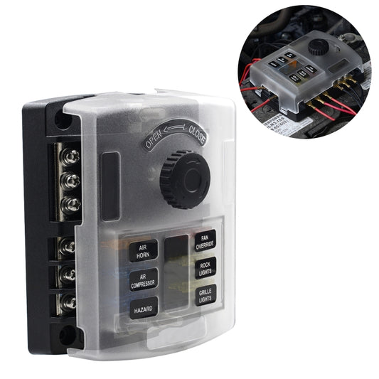 CS-1222A1 High Current Independent Positive and Negative 6-way LED Indicator Plug Fuse Box - In Car by buy2fix | Online Shopping UK | buy2fix