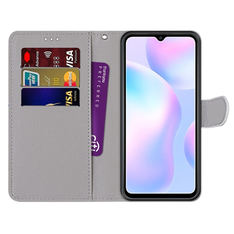 For Xiaomi Redmi 9A Coloured Drawing Cross Texture Horizontal Flip PU Leather Case with Holder & Card Slots & Wallet & Lanyard(Purple Green Starry Sky) - Xiaomi Cases by buy2fix | Online Shopping UK | buy2fix