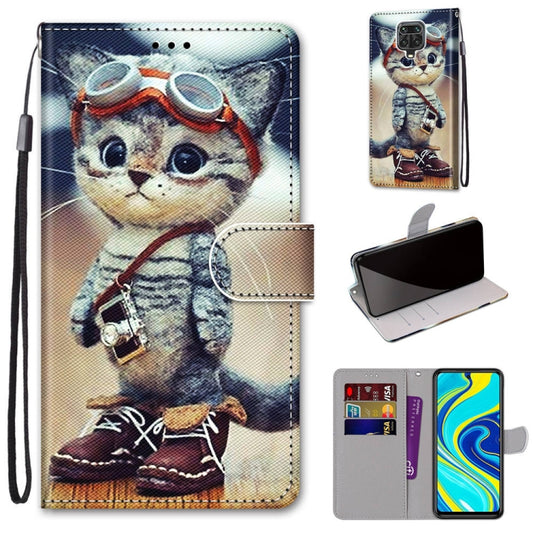 For Xiaomi Redmi Note 9S / 9 Pro Coloured Drawing Cross Texture Horizontal Flip PU Leather Case with Holder & Card Slots & Wallet & Lanyard(Leather Shoes Cat) - Xiaomi Cases by buy2fix | Online Shopping UK | buy2fix