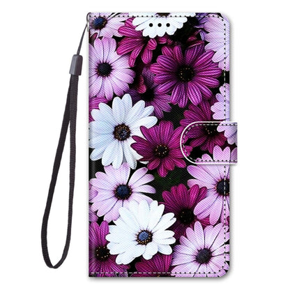 For Samsung Galaxy S21 Ultra 5G Coloured Drawing Cross Texture Horizontal Flip PU Leather Case with Holder & Card Slots & Wallet & Lanyard(Chrysanthemum Pink White Purple) - Samsung Accessories by buy2fix | Online Shopping UK | buy2fix