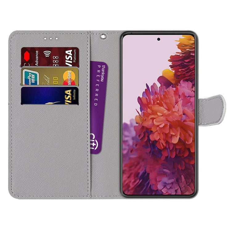For Samsung Galaxy S21 Ultra 5G Coloured Drawing Cross Texture Horizontal Flip PU Leather Case with Holder & Card Slots & Wallet & Lanyard(Chrysanthemum Pink White Purple) - Samsung Accessories by buy2fix | Online Shopping UK | buy2fix
