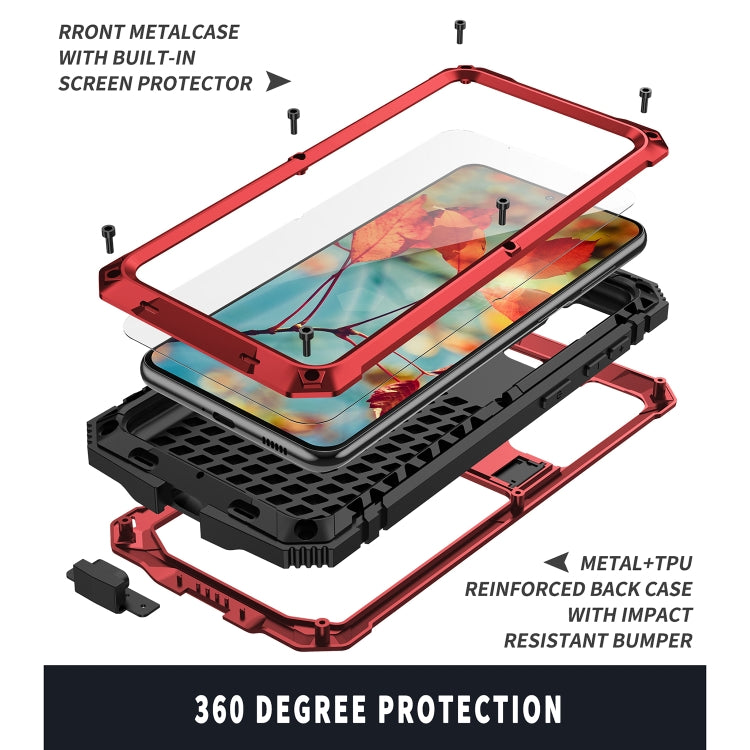 For Samsung Galaxy S21 5G R-JUST Shockproof Waterproof Dust-proof Metal + Silicone Protective Case with Holder(Red) - Galaxy S21 5G Cases by R-JUST | Online Shopping UK | buy2fix