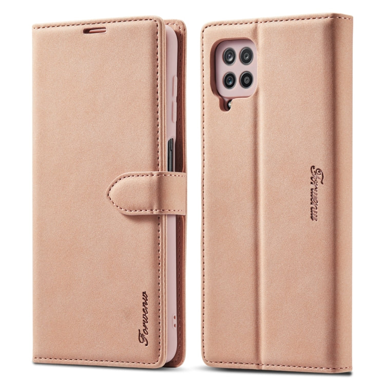 For Samsung Galaxy A12 Forwenw F1 Series Matte Strong Magnetism Horizontal Flip Leather Case with Holder & Card Slots & Wallet & Photo Frame(Rose Gold) - Galaxy Phone Cases by Forwenw | Online Shopping UK | buy2fix