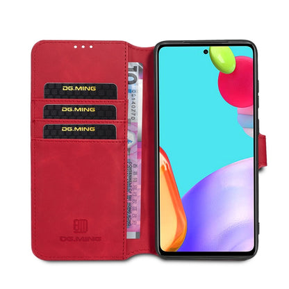 For samsung Galaxy A52 5G / 4G DG.MING Retro Oil Side Horizontal Flip Leather Case with Holder & Card Slots & Wallet(Red) - Galaxy Phone Cases by DG.MING | Online Shopping UK | buy2fix