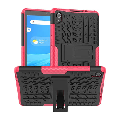 For Lenovo Tab M8 (2020) TB-8705F 8.0 inch Tire Texture Shockproof TPU+PC Protective Case with Holder(Pink) - Mobile Accessories by buy2fix | Online Shopping UK | buy2fix