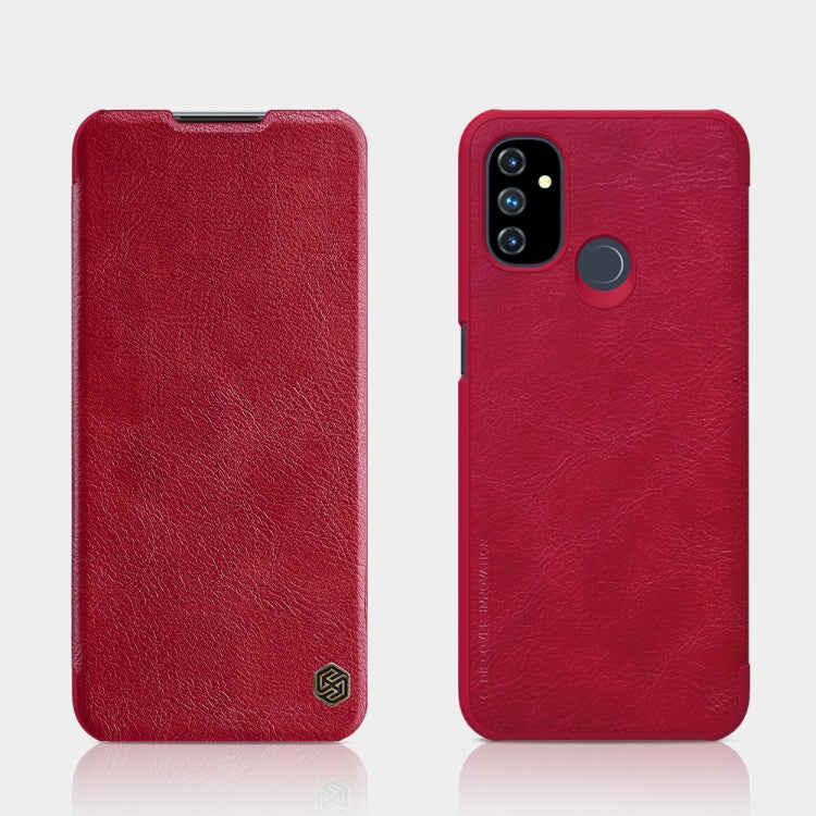 For OnePlus Nord N100 NILLKIN QIN Series Crazy Horse Texture Horizontal Flip Leather Case with Card Slot(Red) - OnePlus Cases by NILLKIN | Online Shopping UK | buy2fix