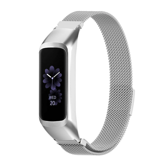For Samsung Galaxy Fit 2 SM-R220 Milanese Watch Band(Silver) - Smart Wear by buy2fix | Online Shopping UK | buy2fix
