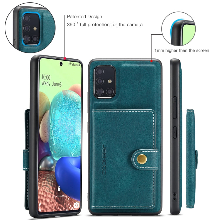 For Samsung Galaxy A71 5G JEEHOOD Retro Magnetic Detachable Protective Case with Wallet & Card Slot & Holder(Blue) - Galaxy Phone Cases by JEEHOOD | Online Shopping UK | buy2fix