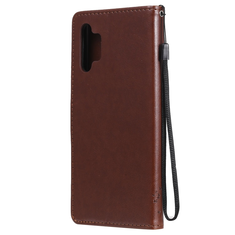 For Samsung Galaxy A32 5G Tree & Cat Pattern Pressed Printing Horizontal Flip PU Leather Case with Holder & Card Slots & Wallet & Lanyard(Coffee) - Galaxy Phone Cases by imak | Online Shopping UK | buy2fix