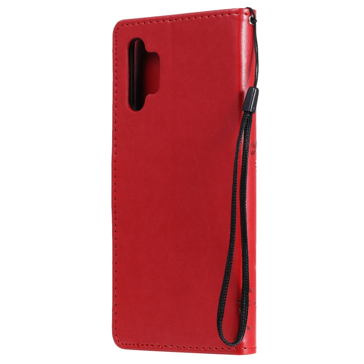 For Samsung Galaxy A32 5G Tree & Cat Pattern Pressed Printing Horizontal Flip PU Leather Case with Holder & Card Slots & Wallet & Lanyard(Red) - Galaxy Phone Cases by imak | Online Shopping UK | buy2fix