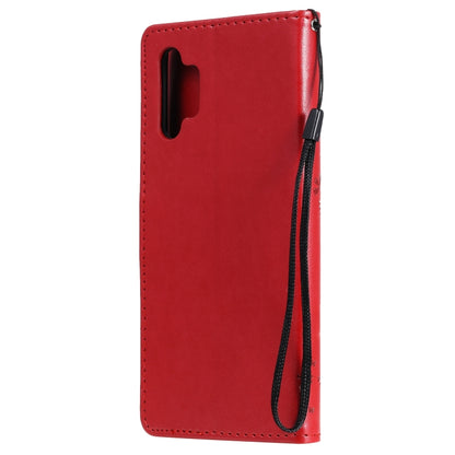 For Samsung Galaxy A32 5G Tree & Cat Pattern Pressed Printing Horizontal Flip PU Leather Case with Holder & Card Slots & Wallet & Lanyard(Red) - Galaxy Phone Cases by imak | Online Shopping UK | buy2fix