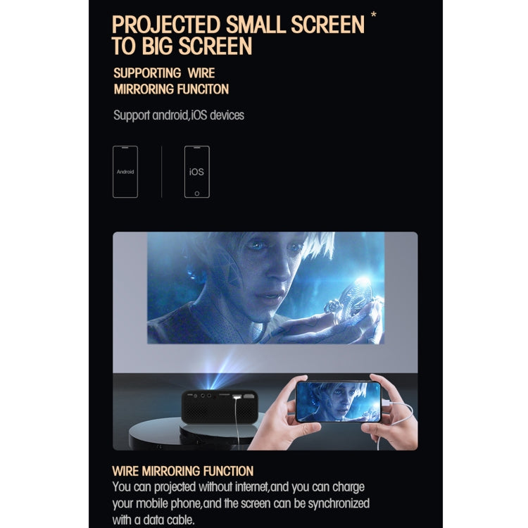 T500 1920x1080P 80 Lumens Portable Mini Home Theater LED HD Digital Projector With Remote Control & Adaptor(Black) - Consumer Electronics by buy2fix | Online Shopping UK | buy2fix