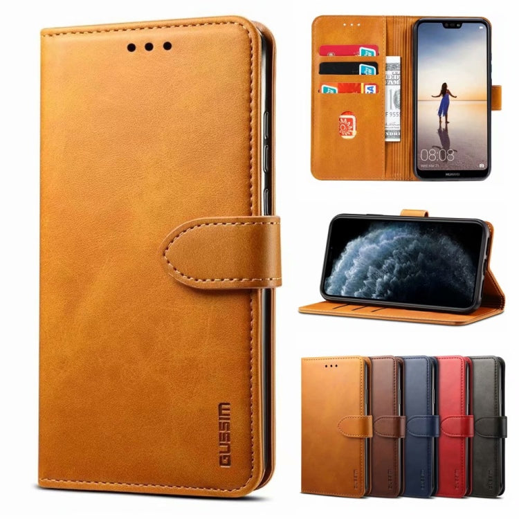 For Samsung Galaxy A52 5G/4G GUSSIM Business Style Horizontal Flip Leather Case with Holder & Card Slots & Wallet(Khaki) - Galaxy Phone Cases by GUSSIM | Online Shopping UK | buy2fix