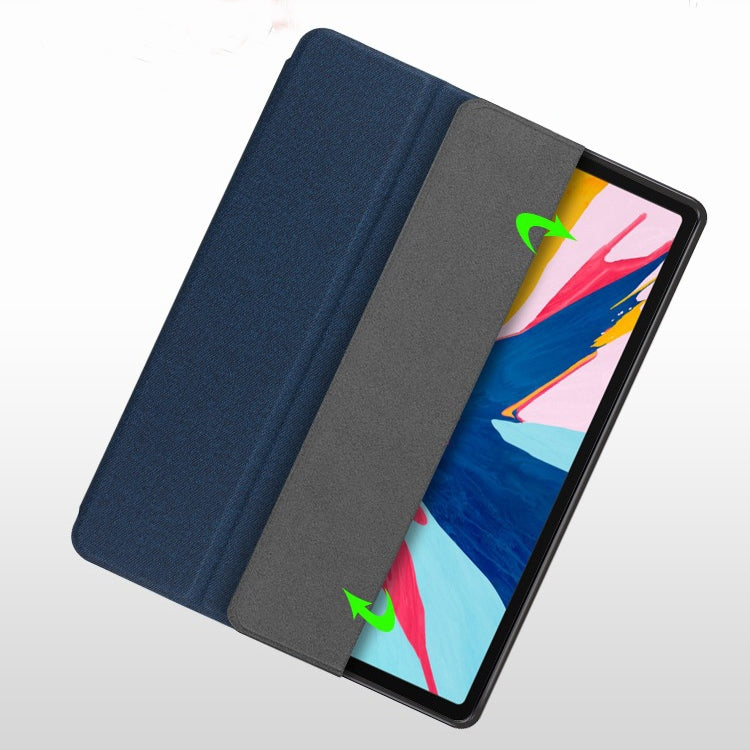 For iPad 10.2 Mutural YASHI Series TPU + PU Cloth Pattern Texture Horizontal Flip Leather Case with Three-folding Holder & Pen Slot & Wake-up / Sleep Function(Black) - iPad 10.2 Cases by Mutural | Online Shopping UK | buy2fix