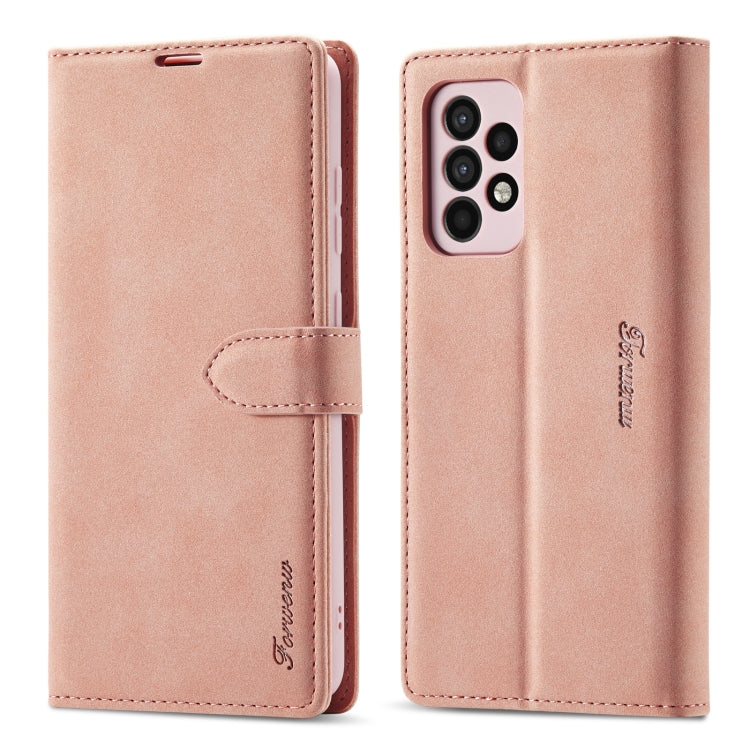 For Samsung Galaxy A52 5G/4G Forwenw F1 Series Matte Strong Magnetism Horizontal Flip Leather Case with Holder & Card Slots & Wallet & Photo Frame(Rose Gold) - Galaxy Phone Cases by Forwenw | Online Shopping UK | buy2fix