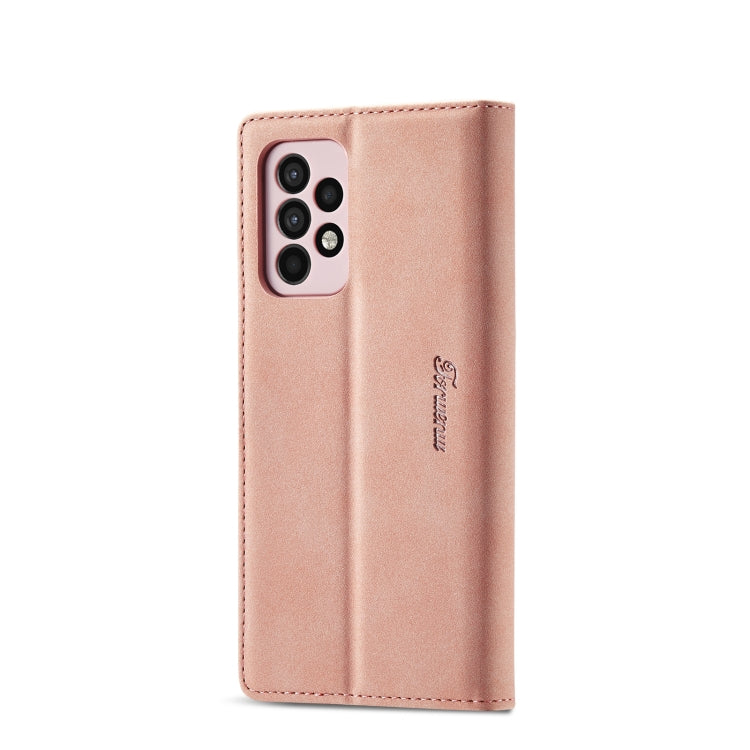 For Samsung Galaxy A52 5G/4G Forwenw F1 Series Matte Strong Magnetism Horizontal Flip Leather Case with Holder & Card Slots & Wallet & Photo Frame(Rose Gold) - Galaxy Phone Cases by Forwenw | Online Shopping UK | buy2fix