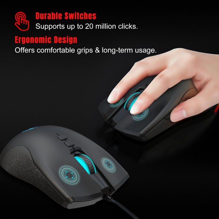 HXSJ A883 7 Keys 6400DPI RGB Light Mechanical Gaming Wired Mouse - Wired Mice by HXSJ | Online Shopping UK | buy2fix