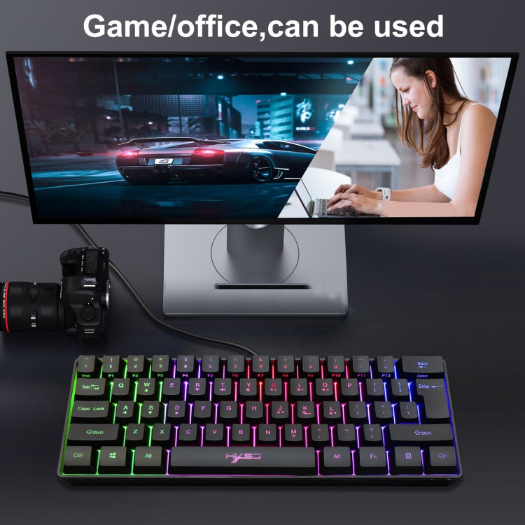 HXSJ V700 61 Keys RGB Lighting Gaming Wired Keyboard (Black) - Wired Keyboard by HXSJ | Online Shopping UK | buy2fix