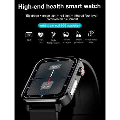 E86 1.7 inch TFT Color Screen IP68 Waterproof Smart Watch, Support Blood Oxygen Monitoring / Body Temperature Monitoring / AI Medical Diagnosis, Style: TPU Strap(Black) - Smart Wear by buy2fix | Online Shopping UK | buy2fix