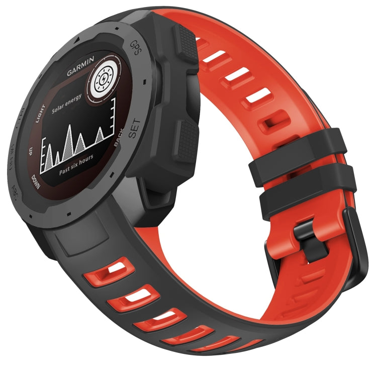 For Garmin Instinct / Instinct Esports Two-color Silicone Watch Band(Black+Red) - Smart Wear by buy2fix | Online Shopping UK | buy2fix