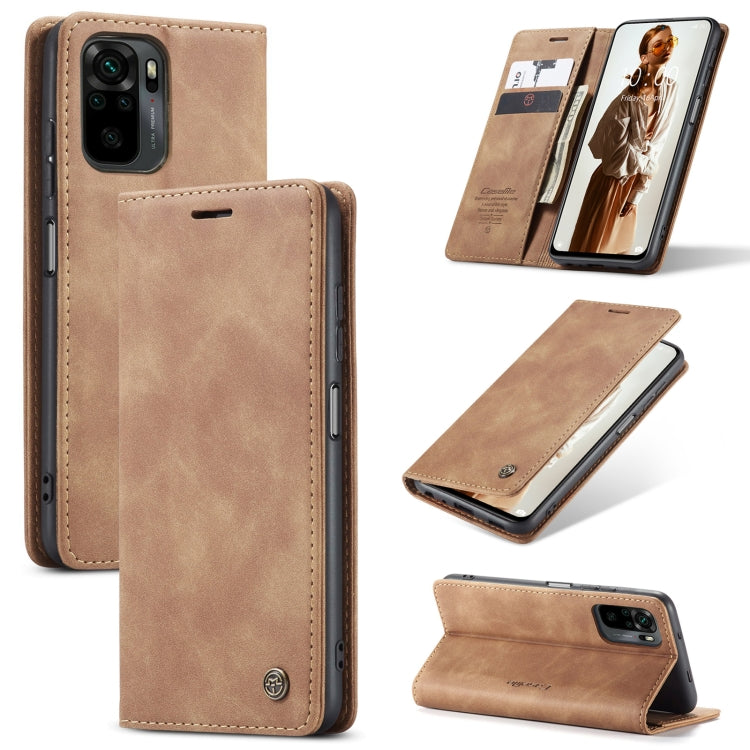 For Xiaomi Redmi Note 10 4G / Note 10s CaseMe 013 Multifunctional Horizontal Flip Leather Case with Holder & Card Slot & Wallet(Brown) - Xiaomi Cases by CaseMe | Online Shopping UK | buy2fix