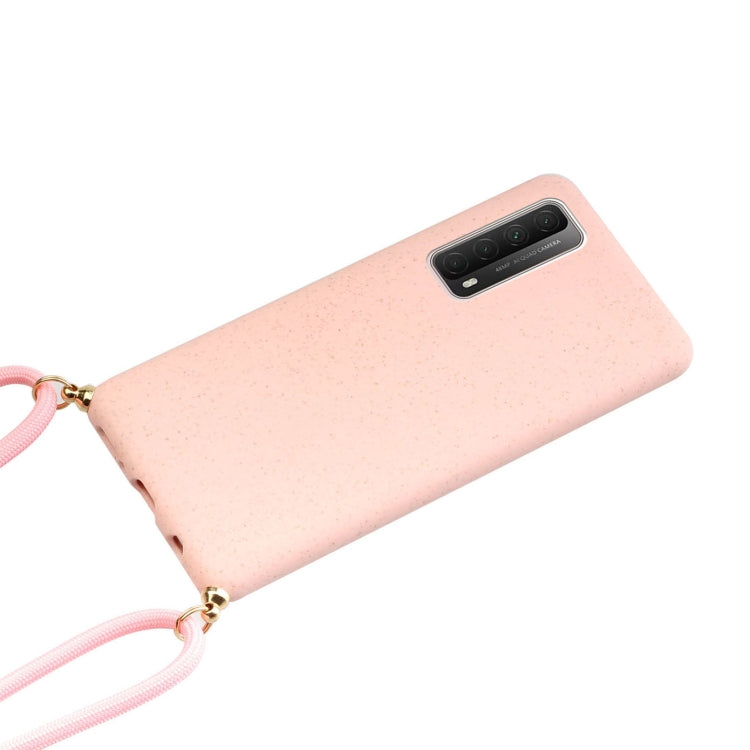 For Huawei P smart 2021 Wheat Straw Material + TPU Protective Case with Lanyard(Pink) - Huawei Cases by AutSpace | Online Shopping UK | buy2fix