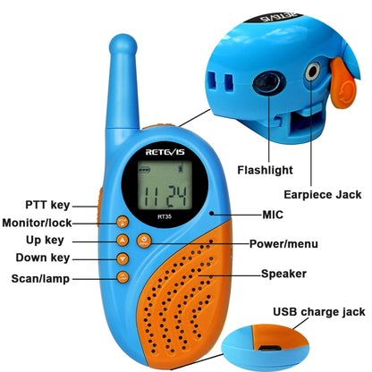 1 Pair RETEVIS RT-35 0.5W EU Frequency 446MHz 8CHS Children Handheld Walkie Talkie(Blue) - Children by RETEVIS | Online Shopping UK | buy2fix