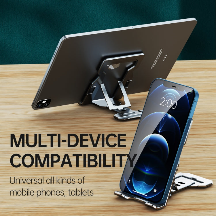 R-JUST HZ06 Universal Foldable Magnetic Flakes Aluminum Alloy Mobile Phones / Tablets Holder(Grey) - Desktop Holder by R-JUST | Online Shopping UK | buy2fix