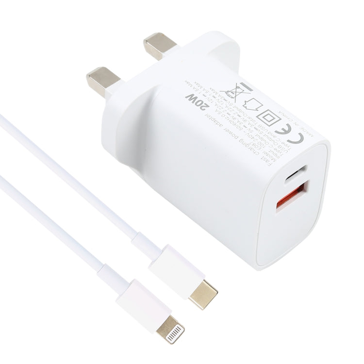 E087 20W USB-C / Type-C + USB Ports Charger with 100W Type-C to 8 Pin Fast Charging Cable 1m, UK Plug - Apple Accessories by buy2fix | Online Shopping UK | buy2fix