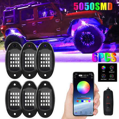 6 in 1 DC12V Car Mobile Phone Bluetooth APP Control  RGB Symphony Chassis Light with 16LEDs SMD-5050 Lamp Beads - In Car by buy2fix | Online Shopping UK | buy2fix