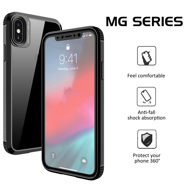 For iPhone XS Max iPAKY MG Series Carbon Fiber Texture Shockproof TPU+ Transparent PC Case(Black) - More iPhone Cases by iPAKY | Online Shopping UK | buy2fix