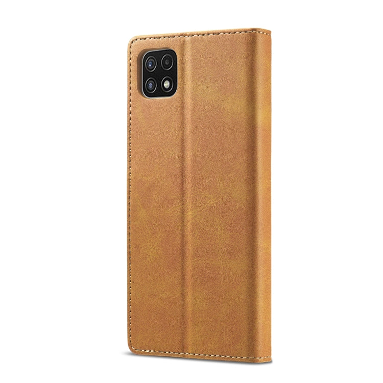 For Samsung Galaxy A22 5G LC.IMEEKE Calf Texture Horizontal Flip Leather Case with Holder & Card Slots & Wallet(Yellow) - Galaxy Phone Cases by LC.IMEEKE | Online Shopping UK | buy2fix